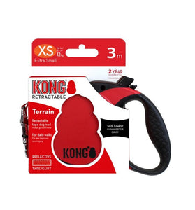 KONG CORREA RETRACTIL TERRAIN X-SMALL ROJA 12 KG