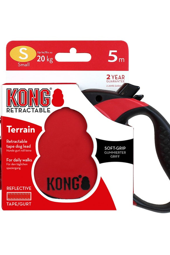 KONG CORREA RETRACTIL TERRAIN SMALL ROJA 20 KG