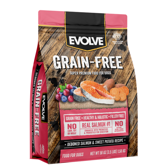 EVOLVE DOG GRAIN FREE SALMON 3.5 LB - 1.58 KG